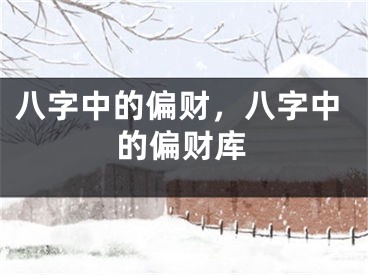 八字中的偏财，八字中的偏财库