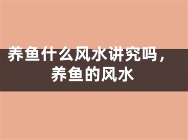 养鱼什么风水讲究吗，养鱼的风水