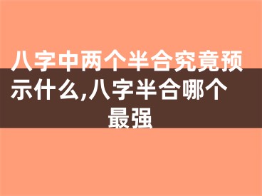 八字中两个半合究竟预示什么,八字半合哪个最强