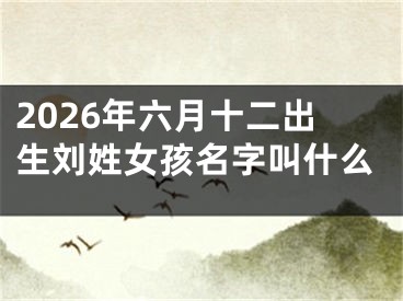 2026年六月十二出生刘姓女孩名字叫什么