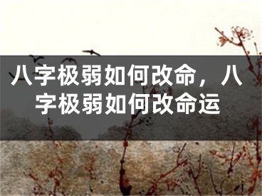 八字极弱如何改命，八字极弱如何改命运
