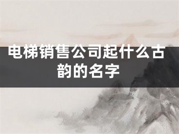 电梯销售公司起什么古韵的名字