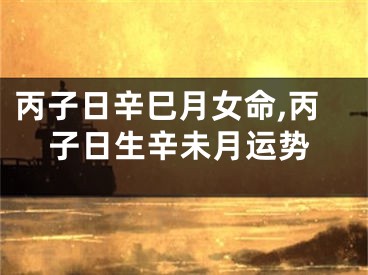 丙子日辛巳月女命,丙子日生辛未月运势