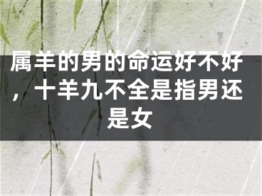 属羊的男的命运好不好,十羊九不全是指男还是女