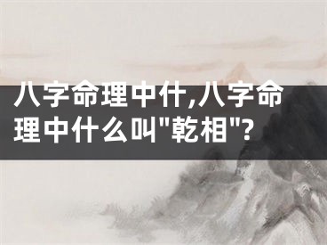 八字命理中什,八字命理中什么叫"乾相"?