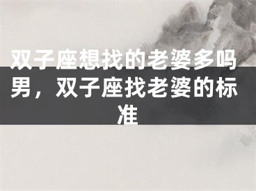 双子座想找的老婆多吗男，双子座找老婆的标准